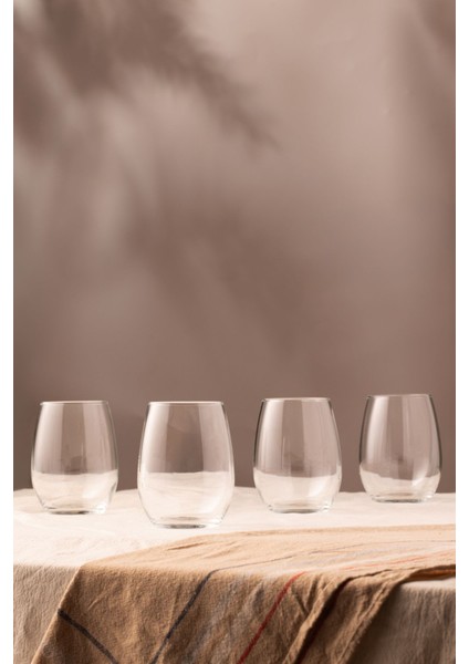 Turuncu Kristal Cam 4'lü Su Bardağı Seti 350 Cc, Şık ve Dayanıklı Tasarım