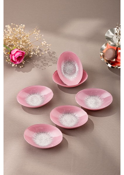 6'lı Pastel Cam Gondol Seti, 12 Cm, Şık Pembe Renkli.