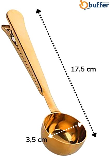 2'li Çok Fonksiyonlu Gold Paslanmaz Çelik Kahve Ölçü Kaşığı
