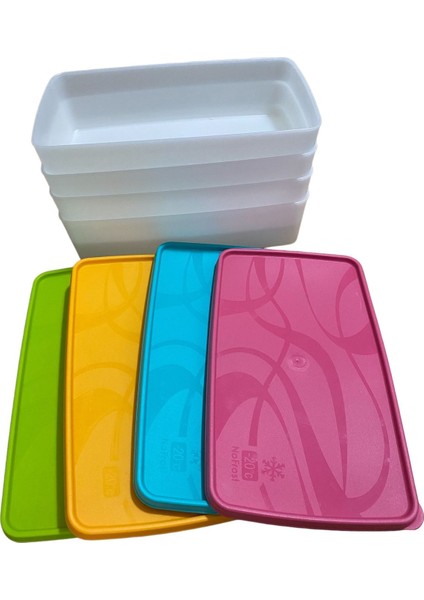 4'lü 2l Derin Dondurucu Saklama Kabı, Pembe, Nofrost, Büyük, Pratik, Dayanıklı modelleri