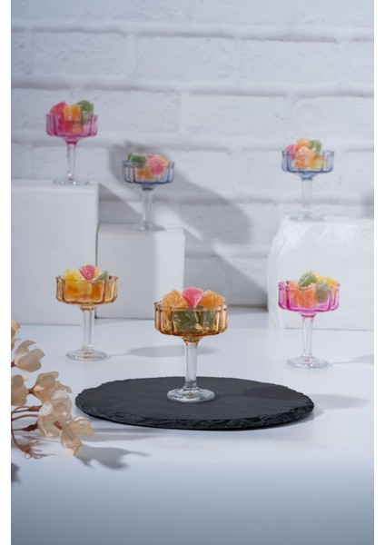 Renkli Ayaklı Cam Lokumluk ve Şekerlik Seti, 6’lı, 6×8 Cm, Şık ve Kullanışlı Tasarım