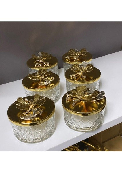6'lı Gold Kapaklı Cam Kase Takımı, Tatlı, Dondurma, Çerez, Reçel Için Şık Sunum fiyatları