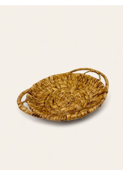 Doğal Hasır Yuvarlak Dekoratif Tepsi 32X32X7 Cm, Şık ve Kullanışlı Tasarım