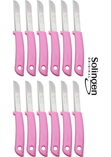 12'li Tırtıklı Meyve ve Sebze Bıçak Seti, Pembe, Şık ve Kullanışlı.