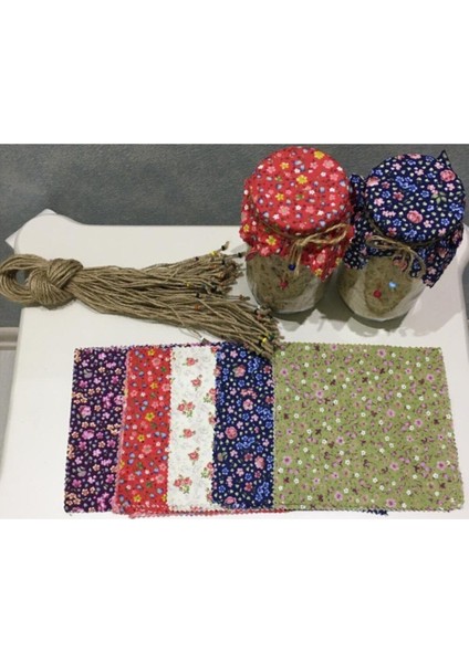 50 Renkli Kavanoz Kapağı Kumaşı ve Boncuklu Bağlama Ipi Seti fiyatları