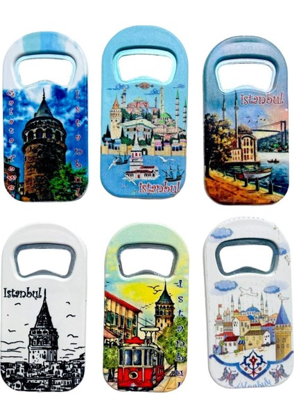 Istanbul Temalı Çok Renkli Şişe ve Soda Açacağı Magnet Seti (6 Adet)
