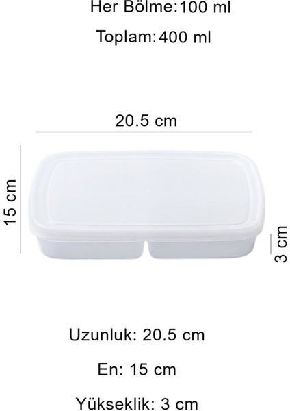 12 Adet Mini Dondurulmuş Öğünlük Saklama Kabı, 400 Ml, 4 Bölmeli, Turuncu indirimleri