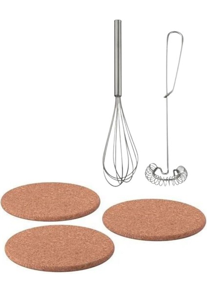 Paslanmaz Çelik Çırpıcı ve Mantar Nihale 5 Parça Seti