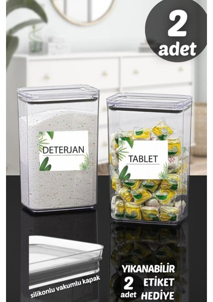 2,9l Çok Amaçlı Dikdörtgen Vakum Kapaklı 2'li Set, Temizlik ve Dekorasyon Için