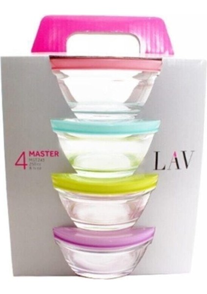 4'lü Kapaklı Cam Saklama Kabı, Pratik ve Şık MST2434, Turkuaz Renk