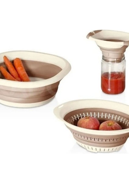 Katlanır 3'lü Mutfak Seti, Ekru, Pratik ve Şık Tasarım modelleri