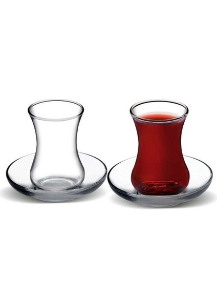 Şeffaf 12'li Çay Takımı, 6 Bardak ve 6 Tabak, Zarif ve Şık Tasarım fiyatları