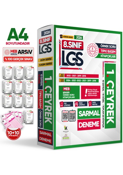 2026 8.Sınıf LGS İlk 1.ÇEYREK Ekim-Kasım Ayı MEB Örnek Soru Tıpkı Basım Sarmal Deneme Paketi Çözümlü