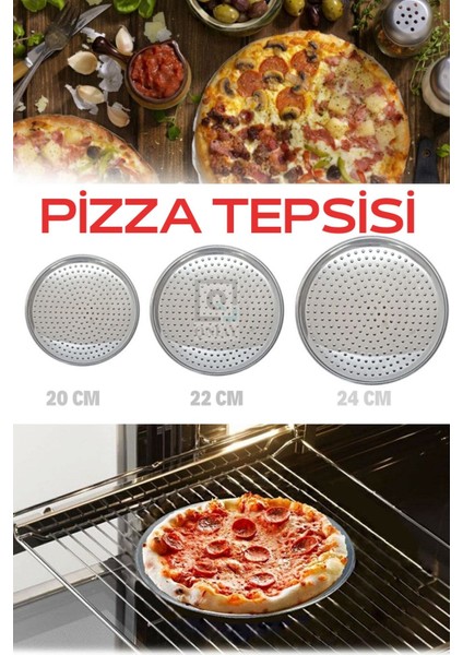 Paslanmaz Çelik Pizza Pişirme Altlığı 3'lü Set 20-24 cm modelleri