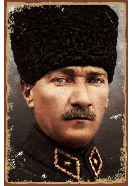 Retro Ahşap Atatürk Temalı Poster, Şık ve Kaliteli Dekorasyon Parçası