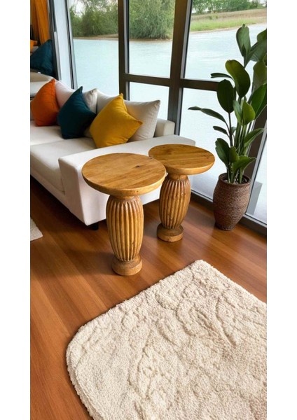 El Yapımı Masif Ahşap Yan Sehpalar – 2’li Tik Ağacı Renk Zigon Set fiyatları