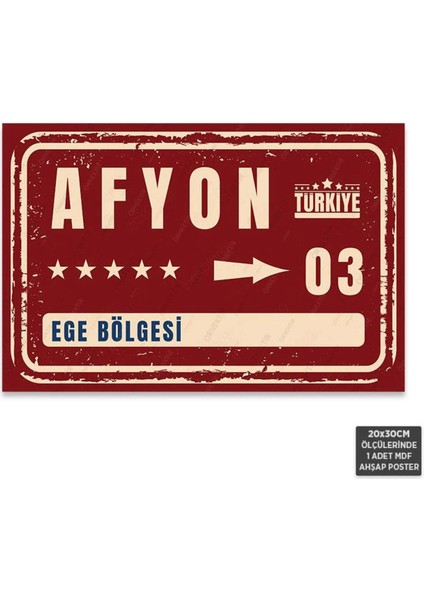Afyon Şehir Temalı Retro Mdf Ahşap Poster 20X30CM