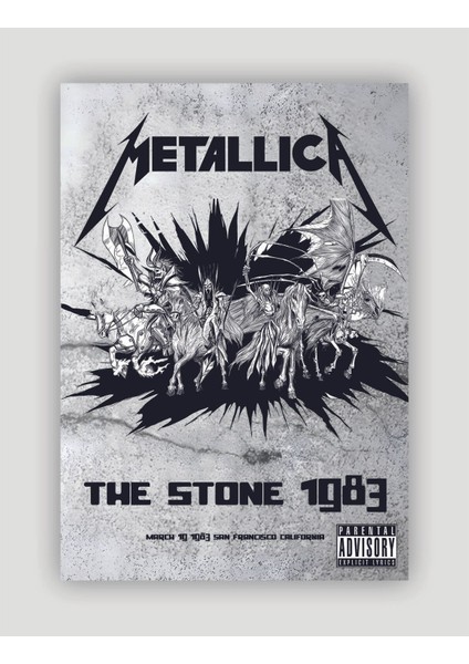 Renkli Metallica The Stone 1983 Vintage Duvar Posteri - Dekor, Kalın Kağıt, Çerçevesiz