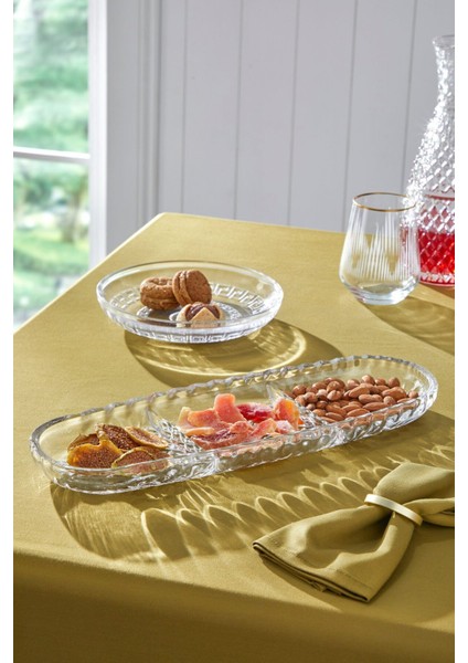 El Yapımı Cam Kayık Tabak, 3 Bölmeli, Şık ve Kullanışlı, Beyaz Renkli. modelleri