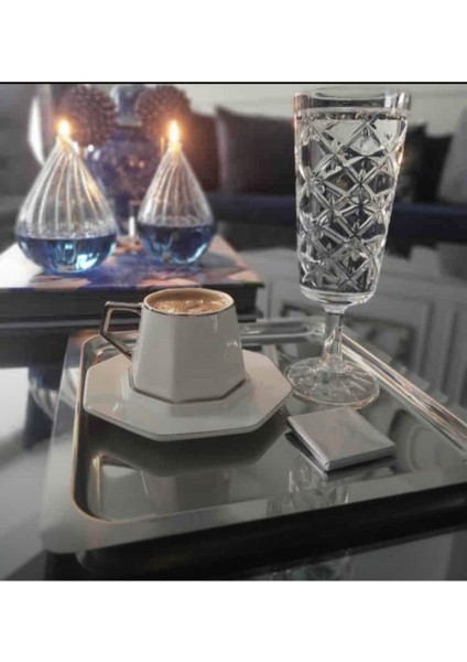 Paslanmaz Çelik 6'lı Kare Kahve Servis ve Sunum Tepsi Tabağı Seti (21X21CM) fiyatları