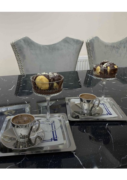 Paslanmaz Çelik 6'lı Kare Kahve Servis ve Sunum Tepsi Tabağı Seti (21X21CM) fırsatları