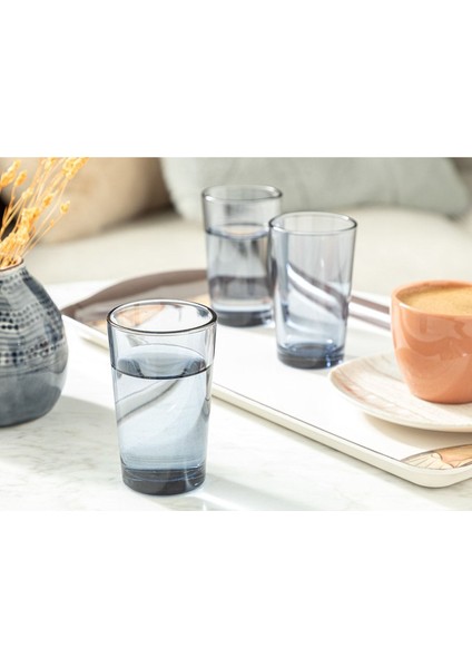 6'lı Petunia Cam Su Bardağı, 100 Ml, Kahve Yanı, Şık Lacivert Tasarım fiyatları