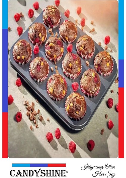 12'li Teflon Muffin Cupcake Fırın Tepsisi, Siyah, Yapışmaz, Kek ve Çörek Için fırsatları