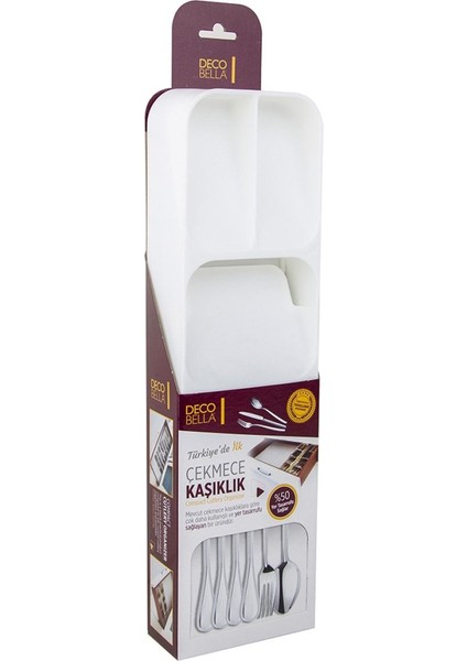 Beyaz 5 Bölmeli Çekmece Kaşıklık, 2 Adet, Pratik ve Şık Saklama Çözümü