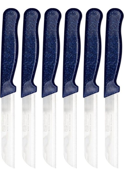 6'lı Simli Mavi Meyve Bıçağı Takımı, Şık ve Kullanışlı Mutfak Gereci