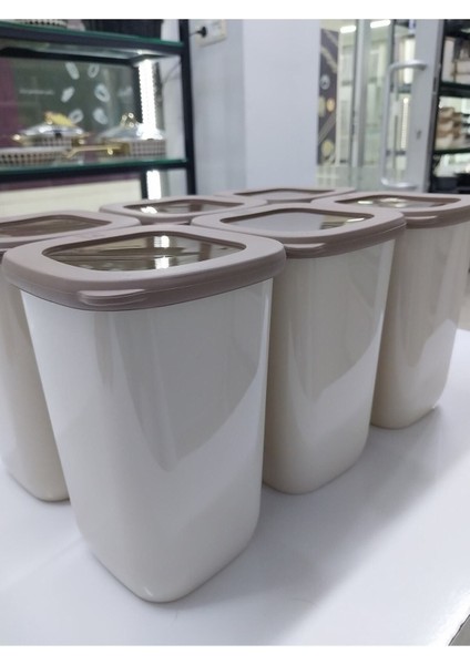 Şık Bej Saklama Kabı Seti, 6 Adet, 1200 ml Kapasite fiyatları