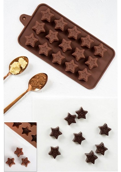 Yıldız Şekilli Silikon Kalıp, Kurabiye, Jöle, Buz, Çikolata, Şeker, 20,1X10,7 cm