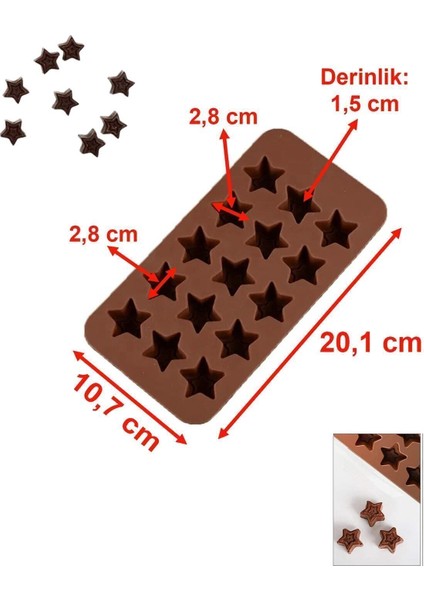 Yıldız Şekilli Silikon Kalıp, Kurabiye, Jöle, Buz, Çikolata, Şeker, 20,1X10,7 cm modelleri