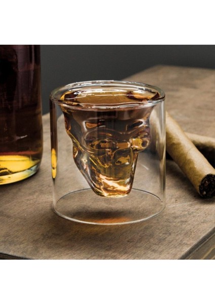 Turuncu Kuru Kafa Şekilli Viski Shot Bardakları Seti 2'li Büyük Boy