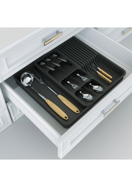 Genişleyebilir Bıçak ve Kaşıklık Düzenleyici, Şık ve Pratik Çekmece Içi Organize.