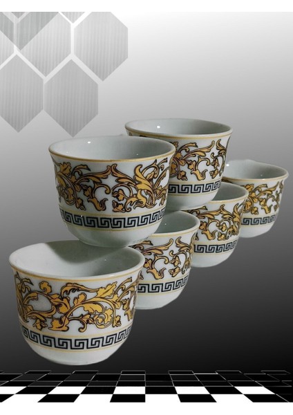 Yaldız Zincir Desenli 6'lı Porselen Mırra Fincan Takımı indirimleri