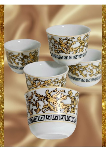 Yaldız Zincir Desenli 6'lı Porselen Mırra Fincan Takımı