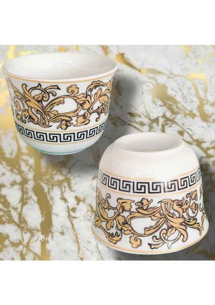 Yaldız Zincir Desenli 6'lı Porselen Mırra Fincan Takımı