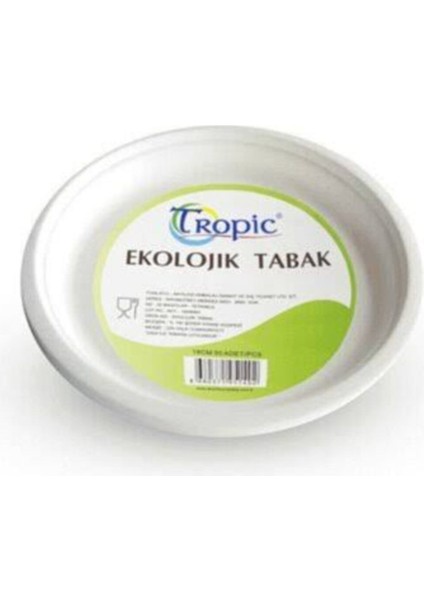 Doğal Kağıt Tabak 22 cm 50 Adet Paket Beyaz