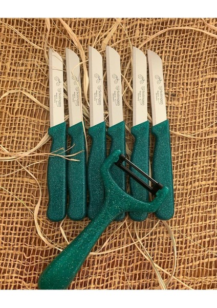 Yeşil Simli Meyve Bıçağı ve Soyacak Takımı, Şık ve Kullanışlı Tasarım
