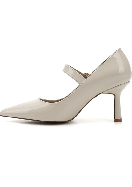 Kadın Ten - Rugan Sivri Burun Kadeh Ökçe Mary Jane Ayakkabı fırsatları