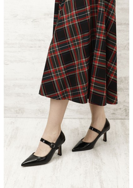 Kadın Siyah - Rugan Sivri Burun Kadeh Ökçe Mary Jane Ayakkabı fiyatları