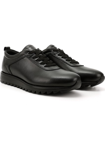 Erkek Siyah Hakiki Deri Bağcıklı Sneaker modelleri