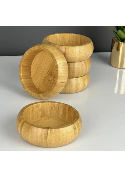 Bej Bambu Yuvarlak Çerezlik ve Kase Seti, 3'lü, Şık ve Doğal Tasarım fiyatları