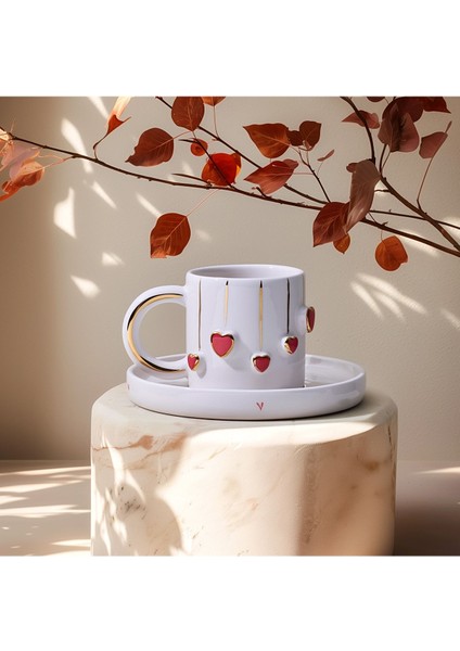 Renkli Kalpli Fincan 100 Ml, Şık ve Neşeli Tasarım, Hediye Için Mükemmel Seçenek