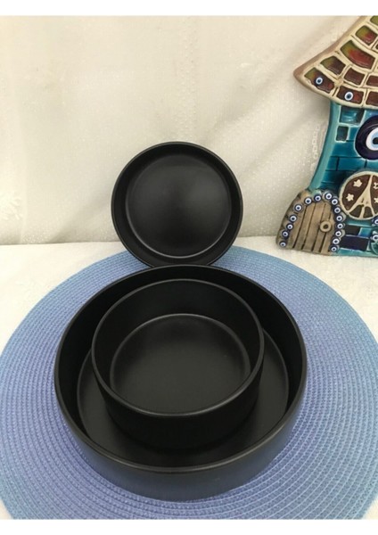 3 Parça Siyah Mat Stackable Kase Seti, 21CM ve 14CM, Şık ve Pratik Kullanım Sağlar. fiyatları