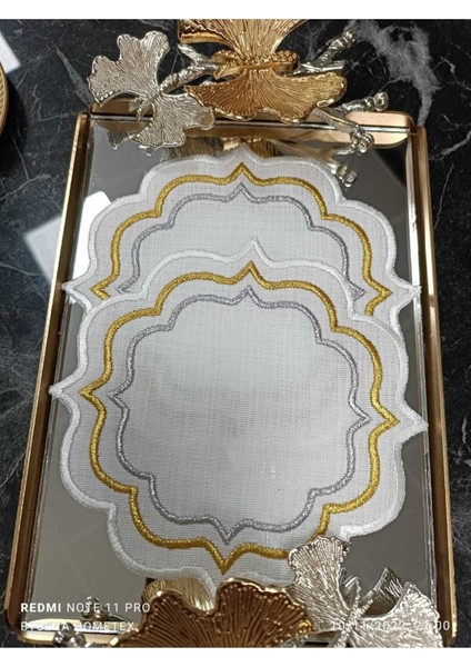 Altın ve Gümüş Detaylı Şık Kokteyl ve Kahve Peçetesi 6 Adet fırsatları