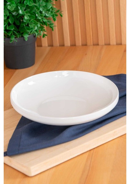 Yuvarlak 20 cm Çukur Tabak, Beyaz, Şık ve Dayanıklı Evinize Uygun