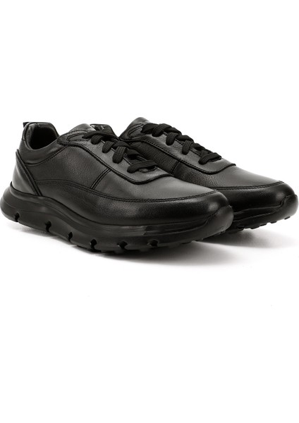 Erkek Siyah Bağcıklı Hakiki Deri Sneaker modelleri
