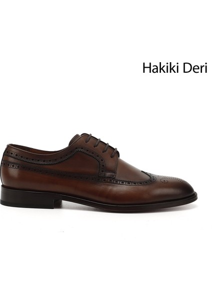 Erkek Bağcıklı Kösele Taban Hakiki Deri Klasik Ayakkabı