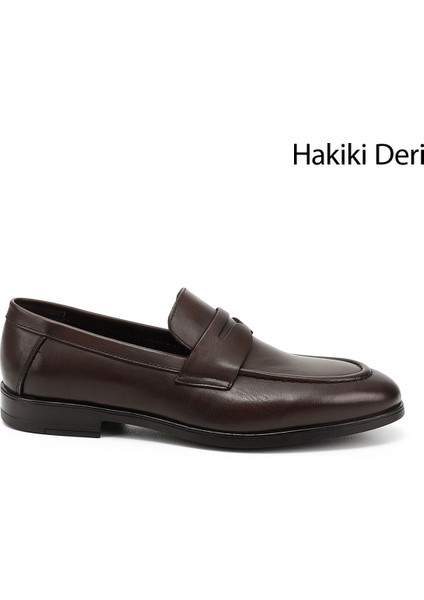 Erkek Kahve Hakiki Deri Loafer Ayakkabı